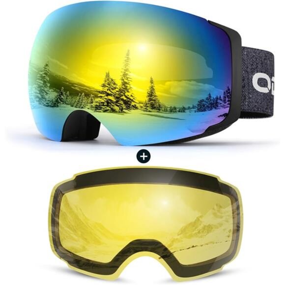 Magnetic Ski Goggles Interchangeable Lens Frameless Snow Snowboard Goggles Men W - Picture 1 of 7
